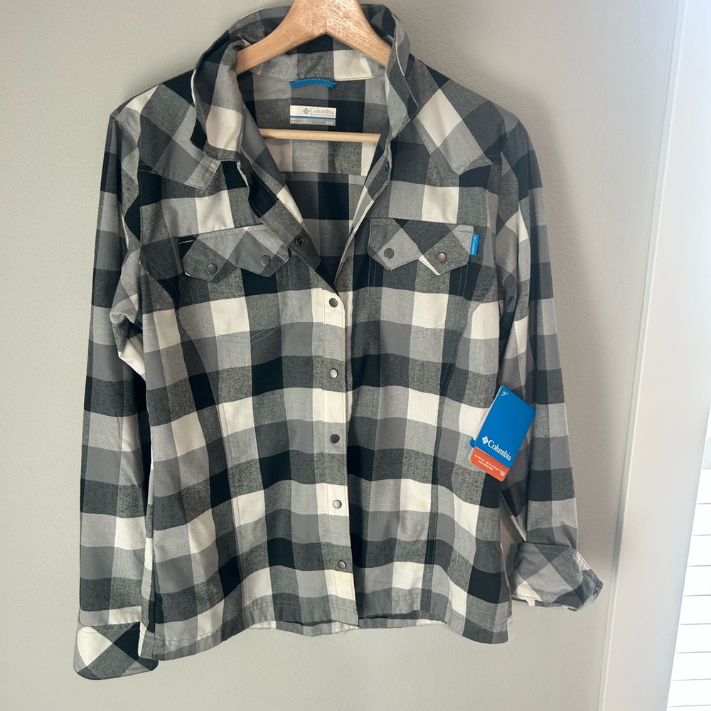 Columbia Black and White Checkered Shirt